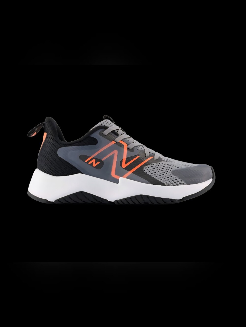 New Balance Kids' Boy's Rave Run v2 in the Slate Grey, Black, and Tangerine NEW
